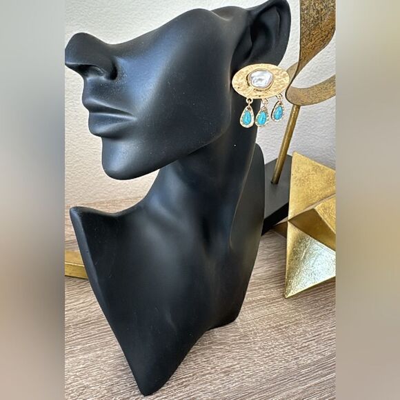 Bohemian pearl stud earrings A236 - Picture 4 of 6